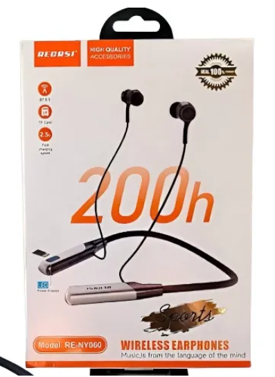 Regrsi wireless Neckband Bluetooth Earphone RE-NY060 Charging backup 200 Hours 100% Original Neckband For Man women